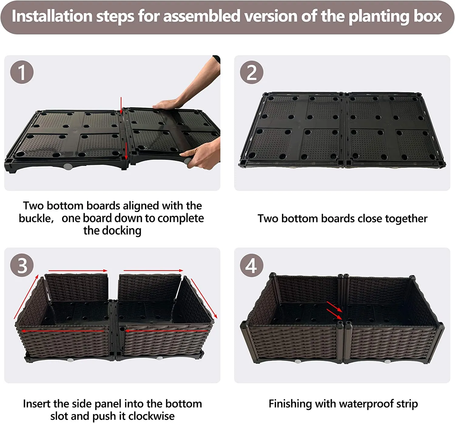 Planter Boxes Raised Self Watering Planters Outdoor Raised Garden Bed Herb Planters for Outdoor Plants Garden Boxes Outdoor Raised Resin Elevated Planter Box