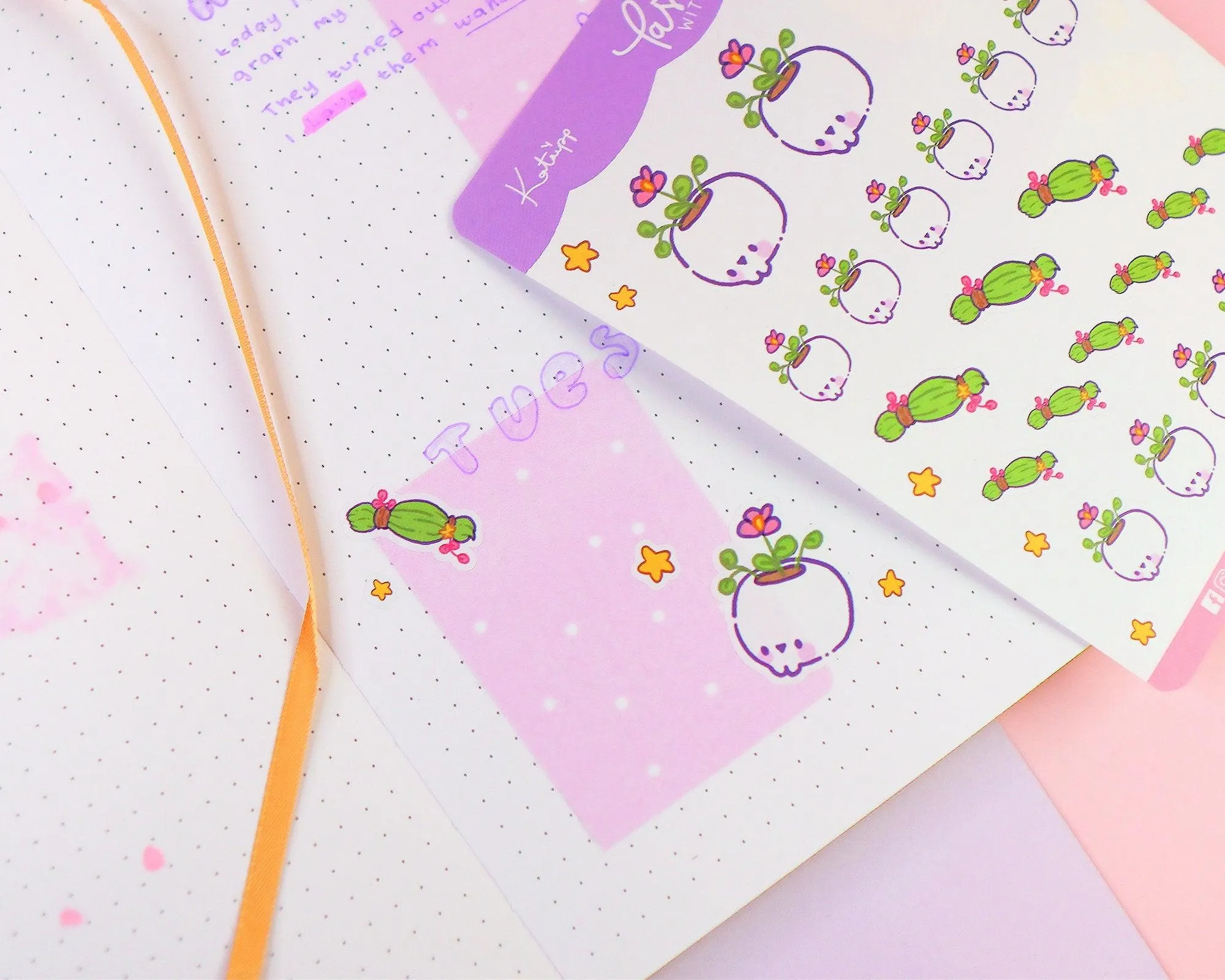 Primrose the Pastel Witch Skull Planter Sticker Sheet | Kawaii Witchy Stickers | Magical Bujo & Scrapbook Stickers | PW 003