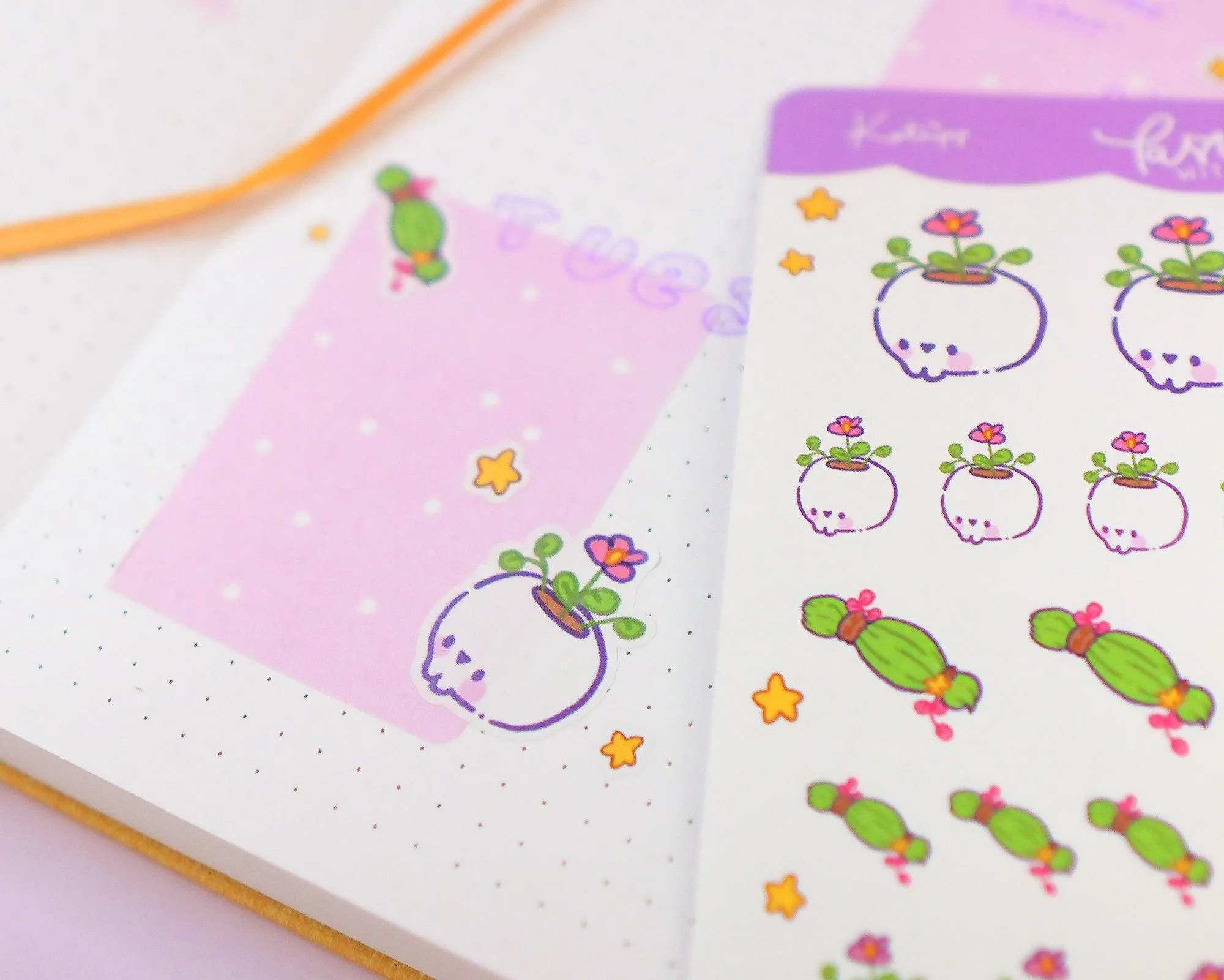 Primrose the Pastel Witch Skull Planter Sticker Sheet | Kawaii Witchy Stickers | Magical Bujo & Scrapbook Stickers | PW 003