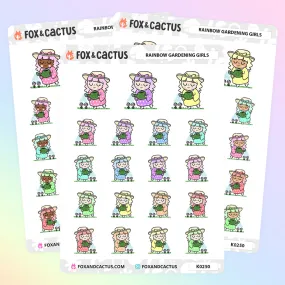 Rainbow Gardening Kawaii Girl Stickers