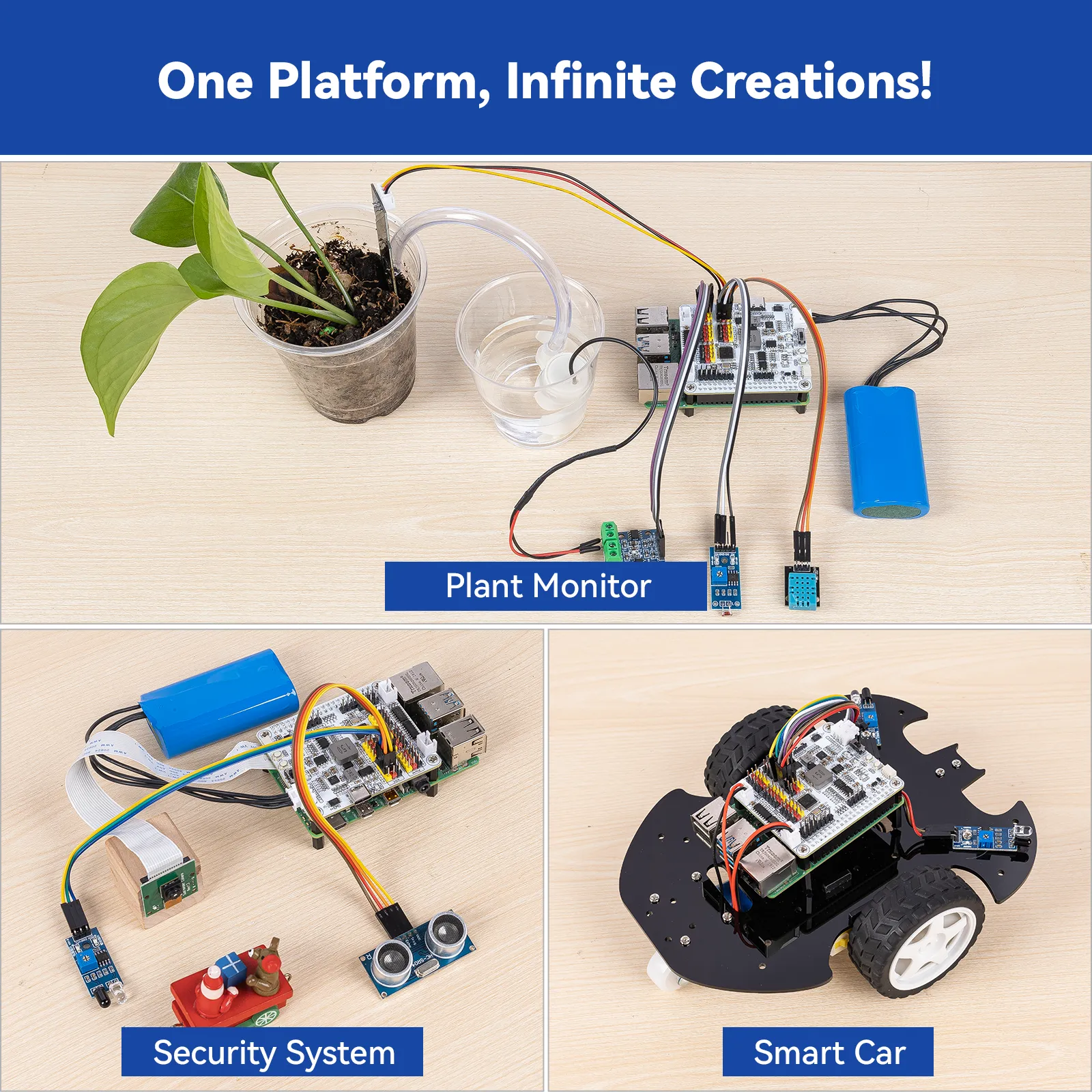 SunFounder Robot HAT Expansion Board Designed for Raspberry Pi 5/ 4/ 3B / 3B/Zero W /Zero