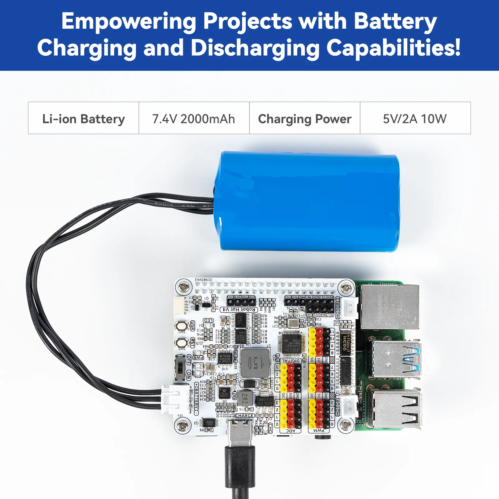 SunFounder Robot HAT Expansion Board Designed for Raspberry Pi 5/ 4/ 3B / 3B/Zero W /Zero