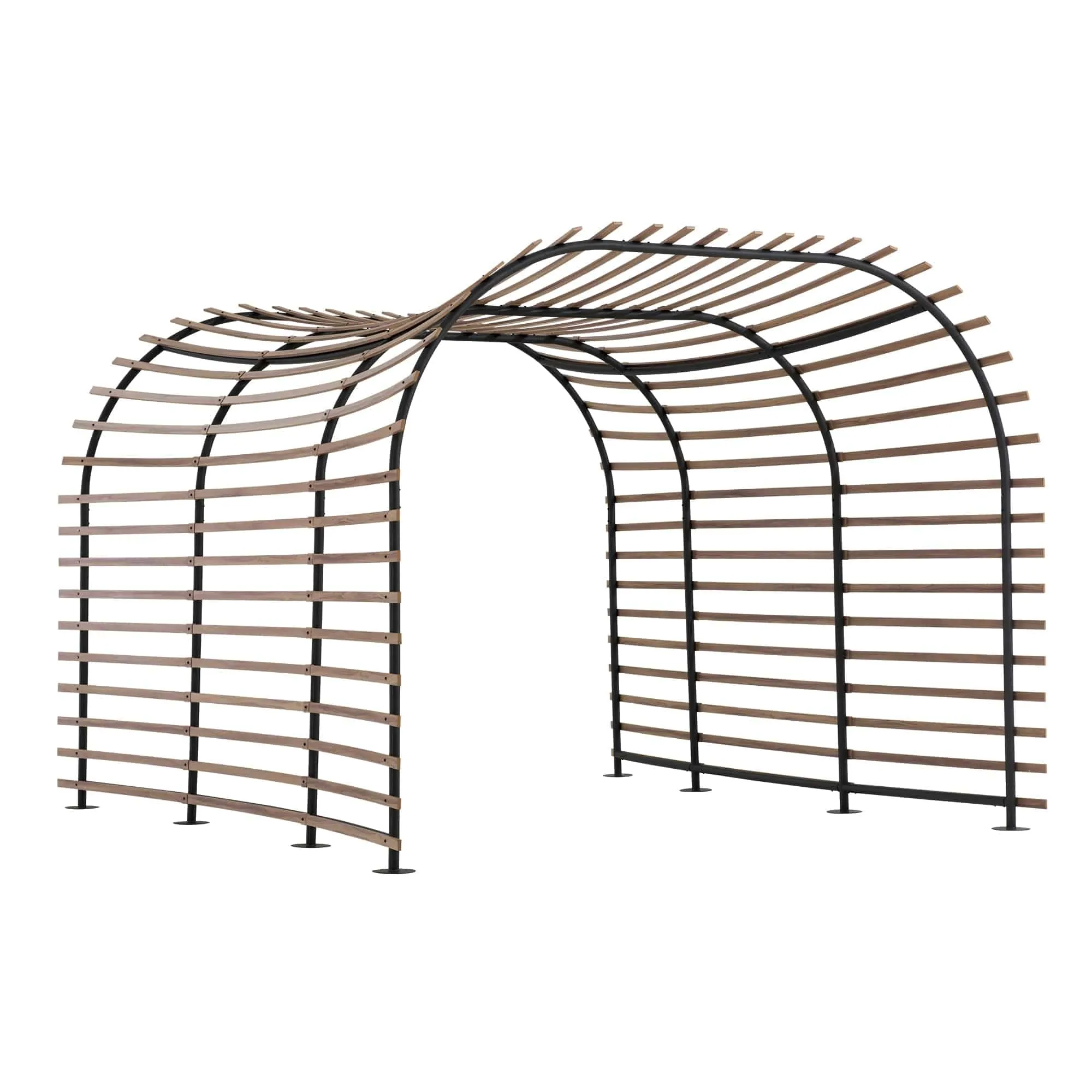 SUNJOY Outdoor Patio 12x14 Modern Dark Brown Steel Arc-Shaped Pergola