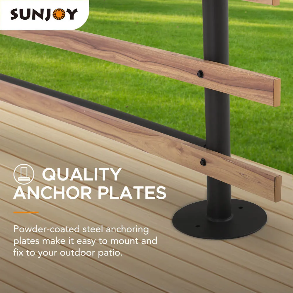 SUNJOY Outdoor Patio 12x14 Modern Dark Brown Steel Arc-Shaped Pergola