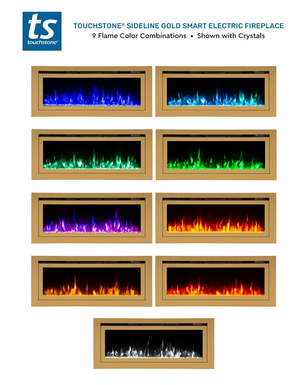 The Sideline Deluxe Gold 50 Inch Recessed Smart Electric Fireplace 86275